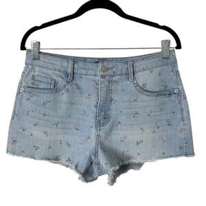 Wild Fable Women's Jean Shorts 10 Floral Print Light Wash Denim Cut Offs Stretch